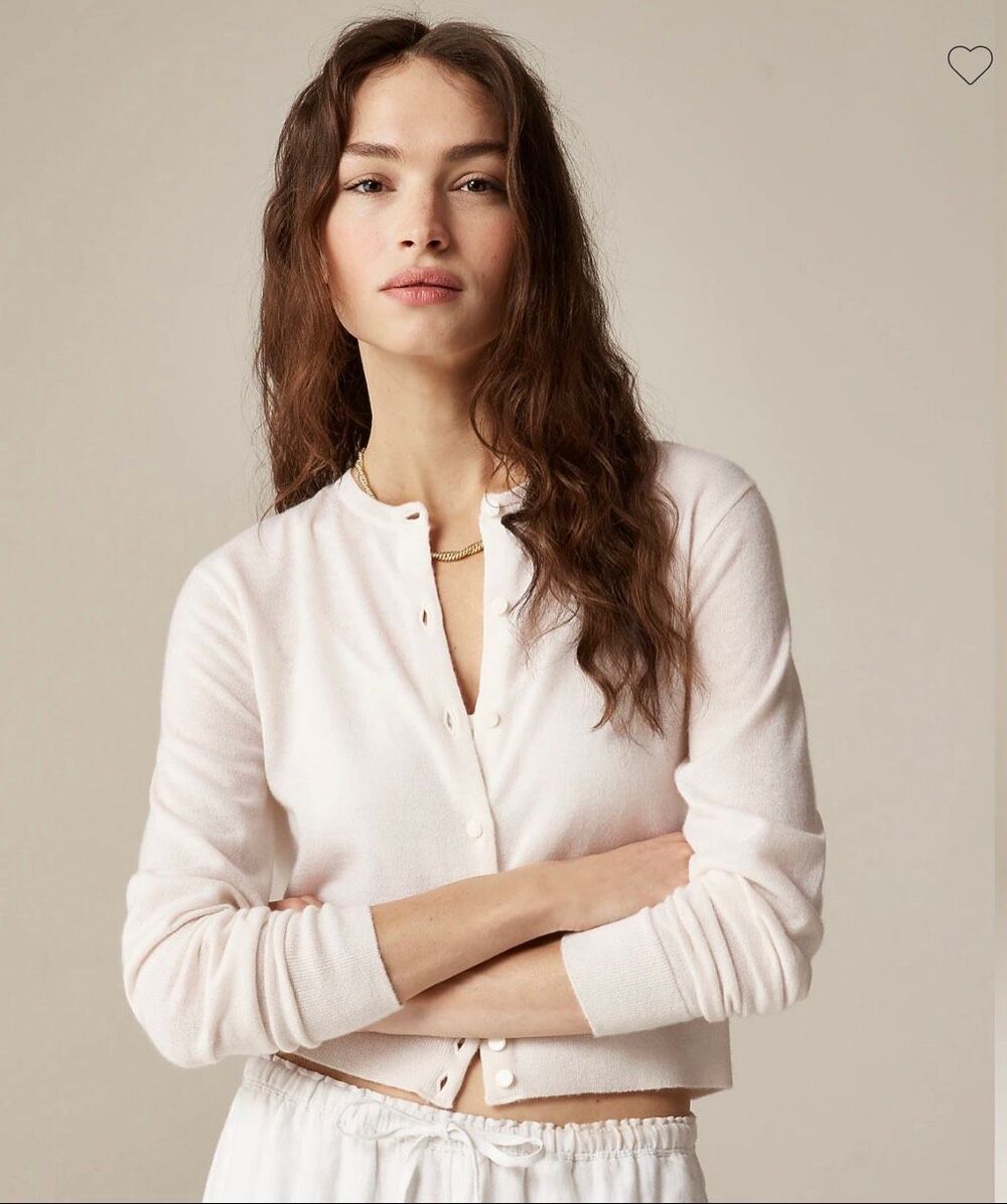 J. Crew Featherweight cashmere cardigan in Ivory NWT Small